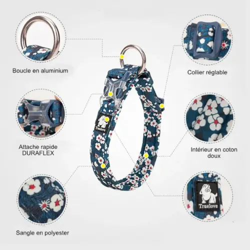 Collier pour chien Flower Edition : design floral stylé et premium Collier pour chien Truelove FLEX Plus Flower