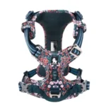 Harnais TrueLove Country Plus Flower TLH5655 bleu avec motifs fleurs roses et doublure mesh