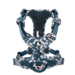 Harnais ergonomique TrueLove Country Plus Flower TLH5655 bleu décoré de fleurs blanches