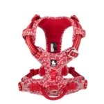 Harnais pour chien TrueLove Country Plus Flower TLH5655 coloris rouge avec motifs fleurs blanches