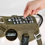 Gros plan sur les bandes velcro permettant de fixer des patchs personnalisés sur le harnais