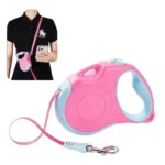 Laisse enrouleur pour chien Truelove - Mains Libre - rose