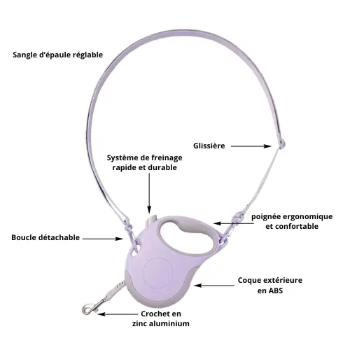Laisse rétractable : Automatique & Pratique Truelove Enrouleur Laisse enrouleur pour chien Truelove - Mains Libre