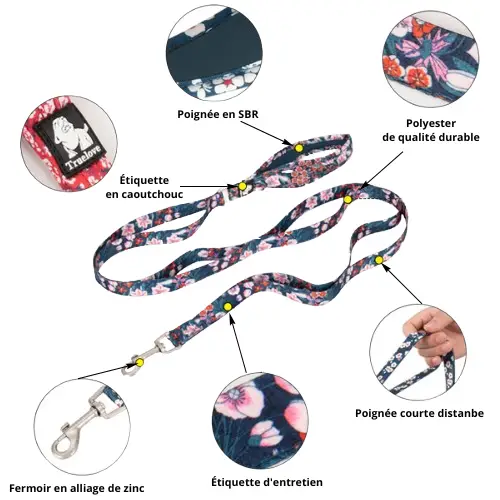 Laisse pour chien 140cm : Style & Confort Truelove Pull Plus Flower Laisse pour chien Truelove PULL Plus FLOWER - TLL3112