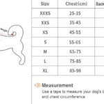 Manteau antibactérien pour chien Eddy - guide des tailles