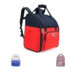 Présentation du sac à dos transport chien multifonction TrueLove en bleu, rouge et violet.