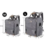 Tableau des dimensions et guide des tailles pour le sac à dos chien sécurisé.
