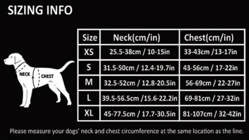 Harnais pour chien LED Truelove : Sécurité nocturne et suivi GPS Guide des tailles Harnais pour chien LED Truelove