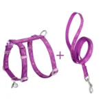 Harnais et laisse pour chat Truelove violet ajustable avec petite clochette