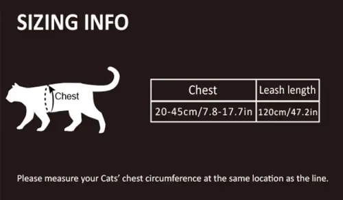 Harnais pour chat : Sécurité & Contrôle Truelove Harnais pour chat - guide des tailles