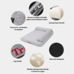 Infographie détaillant les caractéristiques et avantages du panier pour chien Truelove : confort, hygiène et durabilité