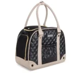Design sobre et raffiné du sac de transport chien simili cuir luxe coloris noir
