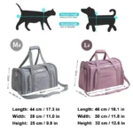 Tableau des dimensions M et L pour le sac de transport extensible Truelove.