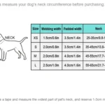 Tableau des tailles pour le collier chien Truelove TLC5611 - Mesure du tour de cou