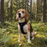 Beagle en situation portant le harnais Truelove Hunting TLH5951 de couleur noir