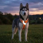 Un chien de race Husky équipé du harnais Truelove Training TLH5991 de couleur orange