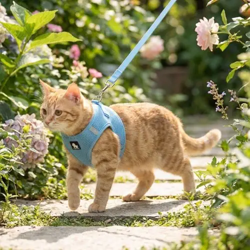 Harnais confort en mesh pour chien Truelove : Légèreté et respirabilité pour des balades sereines Harnais confort en mesh porté par un chat