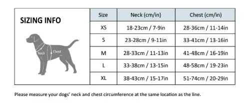Harnais confort en mesh pour chien Truelove : Légèreté et respirabilité pour des balades sereines Harnais en mesh pour chien - guide des tailles