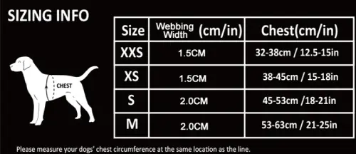 Harnais pour chien EDISON Truelove : Confort, Légèreté et Sécurité Harnais pour chien EDISON - guide des tailles
