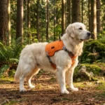 Chien de race Labrador portant le harnais tactique Truelove Jade coloris orange