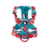 Harnais ergonomique anti-traction pour chien Truelove avec motifs de feuilles tropicales bleues et sangles rouges