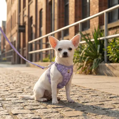 Ensemble Laisse et Harnais Truelove Julian : Confort pour Petit Chien et Chat Kit complet harnais et laisse Julian porté par un petit chien