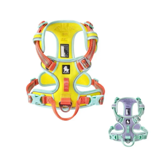 Harnais anti-traction pour chien Truelove VividFit TLH5657 présenté en coloris Jaune Éclatant et Lilas Pastel.